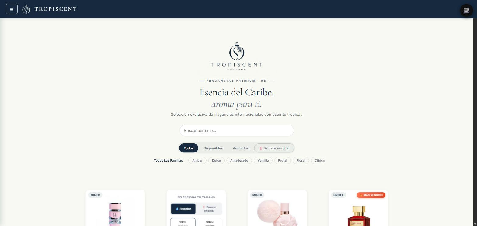 Portada del sitio entregado, con el buscador y los filtros del catálogo